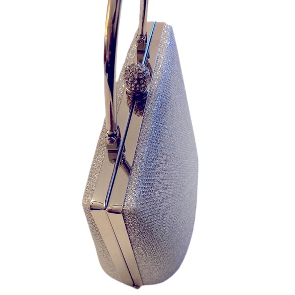 💎 NWT D'margeaux Silver Crystal Clasp Glitter Clutch Purse Evening Bag - Picture 3 of 7